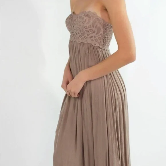 Strapless corset dress Free People white boho dress maxi dress open back - Picture 15 of 16